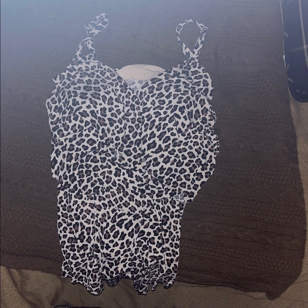 Aqua Green Black and White Leopard Bikini